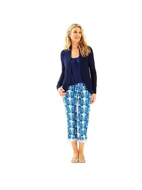 Lilly Pulitzer Cocoanut Walk Crop Get In Line Jellyfish Pants Coastal Sz 8